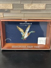 The Kraftsman Co. Needlepoint Valet Tray Flying Mallard Duck Design New Navy picture
