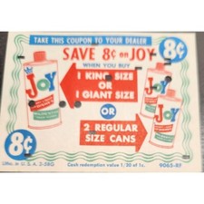 Vintage Joy Dish Soap Coupon Save 8¢ On King Size Or 2 Reg Procter & Gamble picture