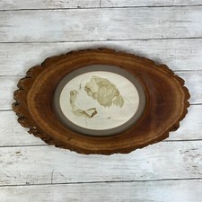Saint Bernard Dog Art Buckskin Burning Handcrafted by BLASCHKE Wood Framed 17