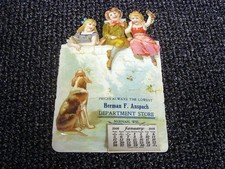 1908 Herman Anspach Department Store Die Cut Calendar w/Pad, Neenah, Wisconsin picture