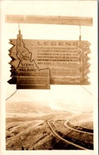 Real Photo Postcard Wooden Sign Idaho Scenic Lewiston Hill Spiral Highway Legend picture