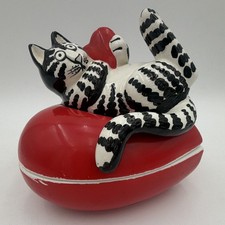 80’s Sigma The Tastesetter Japan B. HAP Kliban’s Cat Ceramic Heart Trinket Box picture