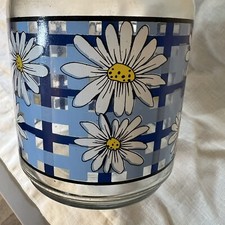 MGM Vintage Daisy Glass Carafe Pitcher And Lid With Blue White Yellow Flowers picture
