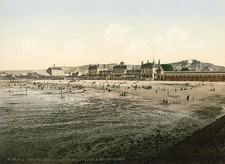Cherbourg. The casino and the beach at low tide. Vintage photochromic photoc PZ picture