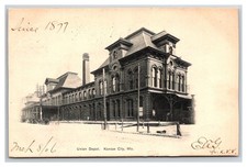 1904c Union Depot Kansas City MO ~ Mopac Santa Fe ATSF railroad picture