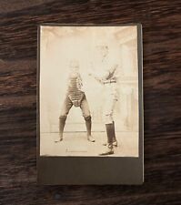 Cabinet Card Early 1890s 1900s Staged Photo Baseball Player And Catcher Photo picture