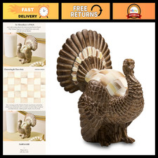 Resin Mini Turkey Figurine - Brown & White Mocha Check - Thanksgiving Decor picture
