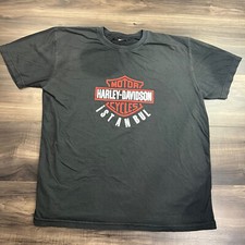 Harley Davidson Shirt Mens XL Black Istanbul Motorcycle Short Sleeve picture