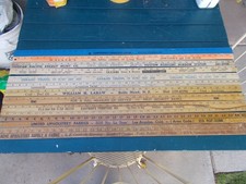 Lot Of 11 VTG. Wooden YardSticks With Advertising Bank, Hardware, Fabric & MORE picture