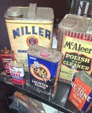 Vintage Tin Can Lot Miller Union Tone Homebest Lighter Fluid Super Oil Marvel picture