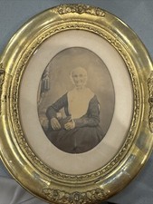 Antique 1800s Civil War era Magnificent Oval Portrait Picture Frame 1863 Woman picture
