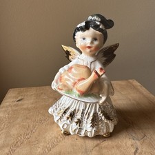 Vintage Lefton November Thanksgiving Angel Turkey Platter 1957 Label picture