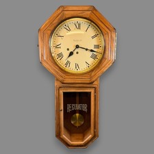 New England Clock Company Regulator Model 279 NE vintage wood wall brown w key picture