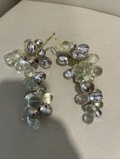 2 Vintage Acrylic Lucite Grape Clusters Clear Silver Gold Stems 7” picture