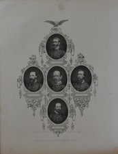 Antique United States Civil War Confederate Generals Art Original 1878 picture