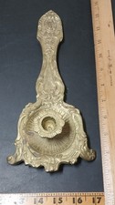 Antique Ornate Solid Brass Rat Tail Candle Chamberstick Holder with Handle picture