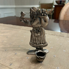 Vintage 1988 Seagull Pewter Santa Claus Figurine & Candle Holder  picture