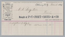 1885 Albany NY Billhead Receipt PV Fort Sons Co Fancy Groceries Confectionery picture
