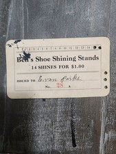 Vintage BEN'S SHOE SHINING STANDS Punch Ticket Ephemera 14 Shines For 1 Dollar picture