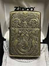 RARE Armor Antique Brass Zippo Japanese H.R Giger Museum Alien Zippo Lighter picture
