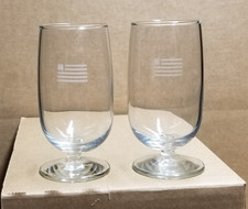 US Airways Airlines Footed Wine Glass - 4.5” - US Flag Logo - 2pk -NEW picture