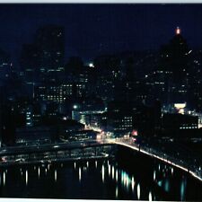 c1960s Pittsburgh, PA By Night Skyscrapers Cinderella City Chrome Photo PC A67 picture