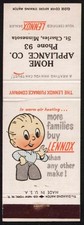 Vintage matchbook cover LENNOX Home Appliance Co Lennox boy St Charles Minnesota picture