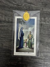 Vintage Catholic Holy Cards Religious Lot Holy Family Medal Made in Italy picture
