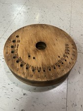 Vintage Machinist Shop Wooden Drill Bit Index Holder A-T 10” Diameter picture