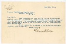 1903 Typed Letter Signed E.T. Allen Law Office, Greeley Mining Co. Stock Inquiry picture
