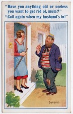 Antique 1936 Comic Husband Joke Postcard 