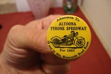 1957 Altoona Tyrone Speedway Motorcycle Race Admission Pin Harley Knucklehead picture