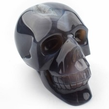 4.8'' 100%Natural Geode Agate Carved Crystal Skull Realistic Healing Skull,1081g picture