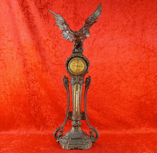 Antique Victorian Style Table Clock Eagle Top Thermometer Mantel Statue 54cm picture