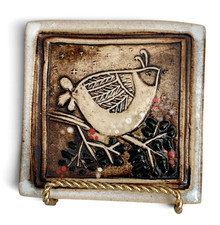 Otis Pottery Tile Wall Hanging The Quail Artist Signed 4