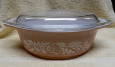 Vintage Brown Spices Pattern Pyrex Casserole Dish 043 w/Lid 1.5 QT 10.25” X 7” picture