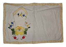 Vintage Floral Embroidered Linen Placemat & Napkin Set of 8 picture