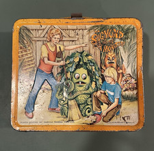 Aladdin Sigmund and the Sea Monsters Orange Metal Lunchbox 1970s - No Thermos picture