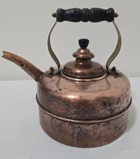 VTG 1930s Simplex Patent Whistling Solid Copper Tea Kettle, England Reg# 786743 picture
