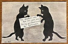 F. A. Owen Co. Vintage Halloween Postcard Black Cats Good Luck Dansville NY 853 picture