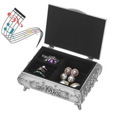 Vintage Music Box - Silver Metal Musical Jewelry Keepsake Storage Trinket Gift f picture