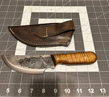 Custom forged Jeff White Shawnee classic fixed blade knife & leather sheath. picture