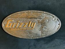 Vintage Industrial Tool metal GRIZZLY Emblem NamePLATE Equipment Badge LOGO NICE picture