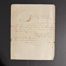 1867 Civil War Hero S.P. Quackenbush Signed Letter to R.W. Meade Naval Academy picture