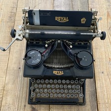 Antq Royal Typewriter Black Beveled Glass Panels Has All the Bells & Whistles picture