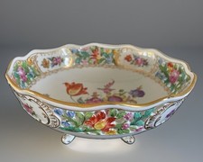 Rare Antique Dresden Footed Bowl Centerpiece 10
