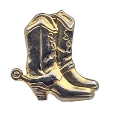 Vintage Cowboy Boots Gold Tone Pin Brooch Country Western Spurs Small Rustic picture