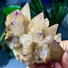187G Natural transparent purple fluorescent calcite crystal quartz mineralsample picture