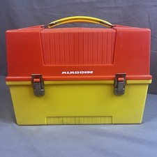 Vintage Retro Aladdin USA Plastic Dome Top Lunch Box Yellow & Orange picture