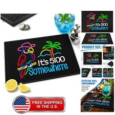 Tiki Bar Mat It's 5 O'Clock Somewhere Rubber Bar Mats for Bartending 17x12 in... picture